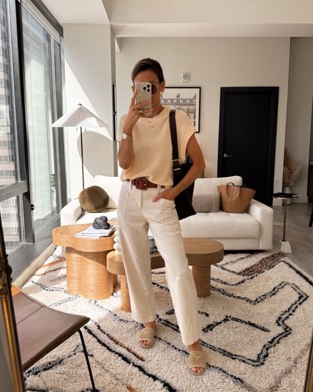 Comfiest pant lá that work well for work or play, elastic back and 4 pockets. Knit sweater vest super versatile as well XS on both 

#LTKfindsunder100 #LTKstyletip #LTKworkwear