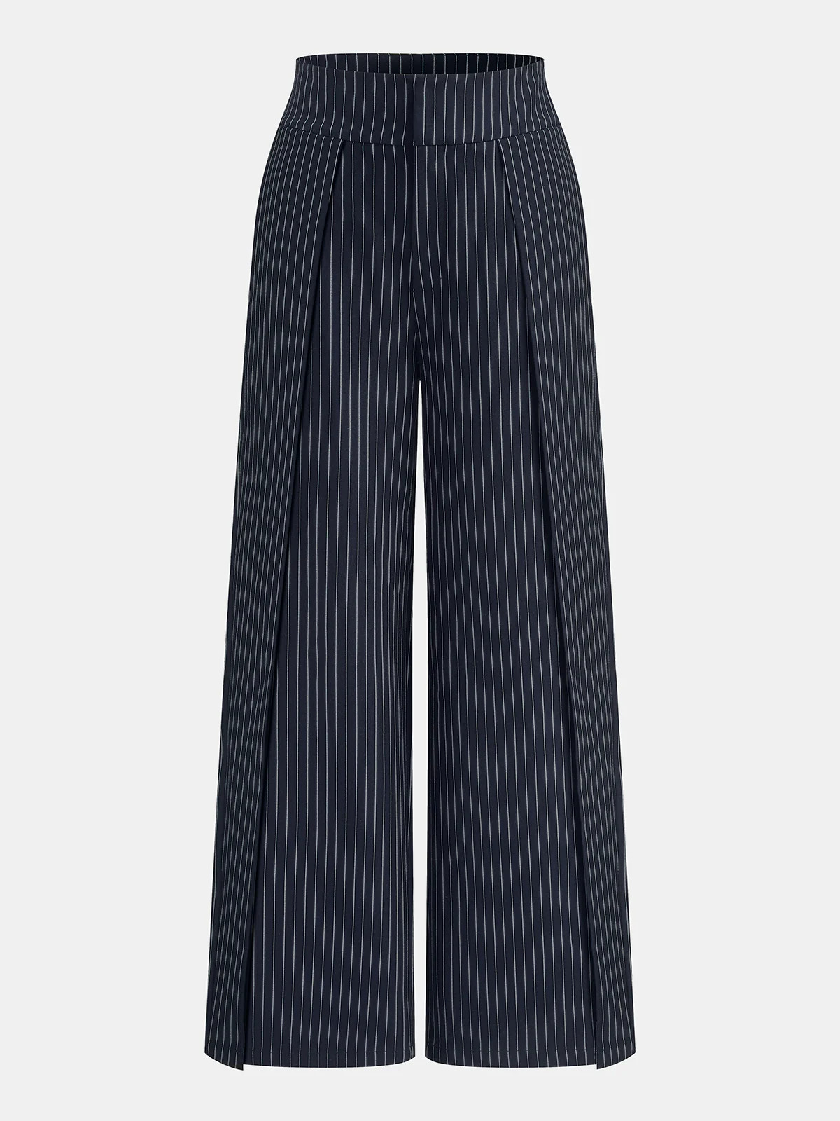 Mid Waist Pinstripe Wide Leg Pants | Commense