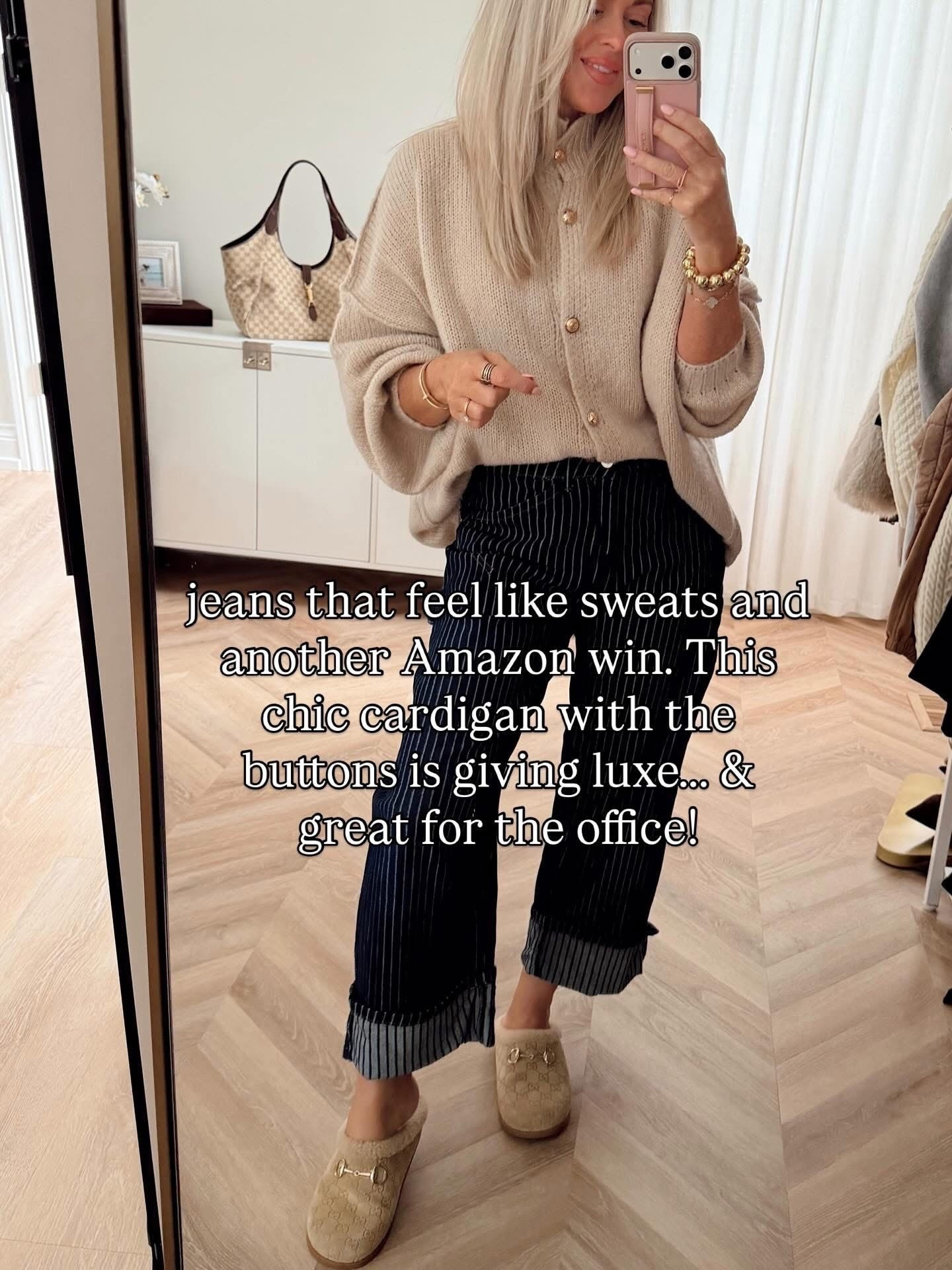 OOTD 🤎
• Amazon cardigan that doubles as a sweater…so chic with the button detail
• tons of colors (wearing khaki, size small)
• Our favorite jeans…soft, comfy, true to size with a relaxed fit✨

Amazon fashion. Fall outfit. Fall style. Everyday style. Casual chic. Neutral outfit. Cardigan outfit. Denim style. Layered look.

#LTKootd #LTKgrwm