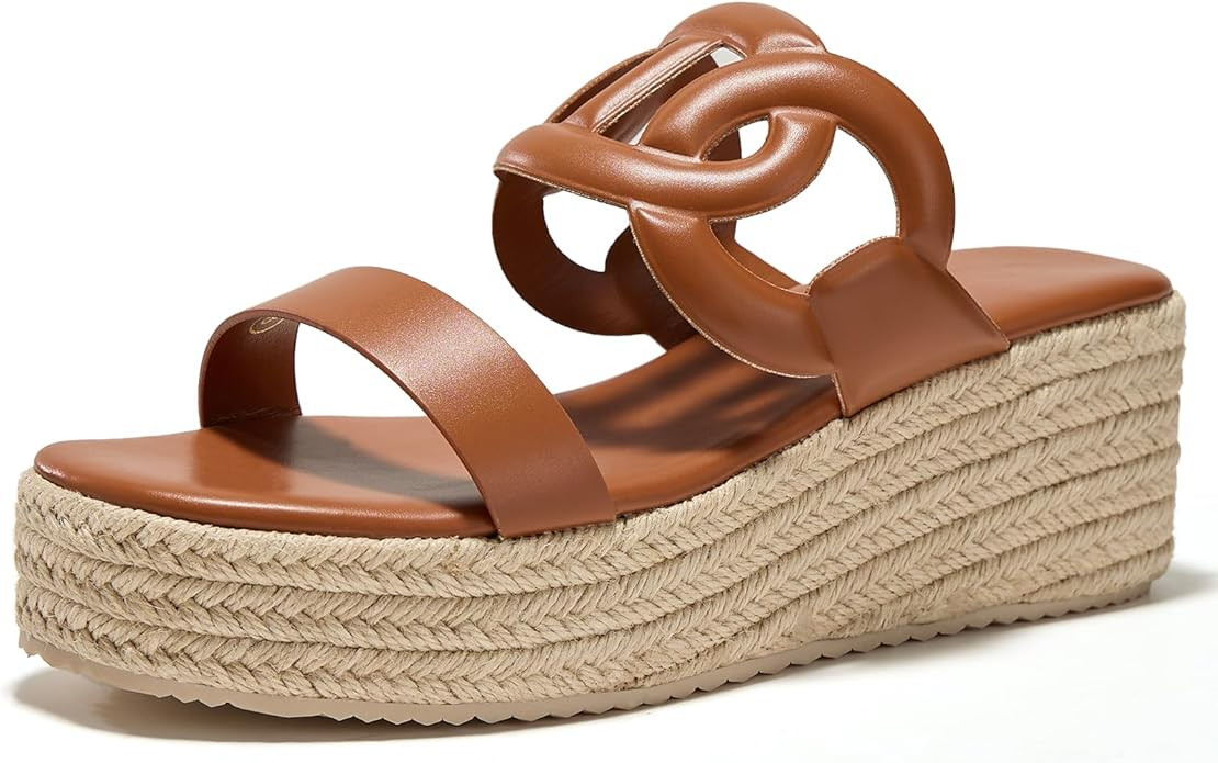 Women's Open Toe Wedge Espadrilles Sandals Slip On Slides Platform Sandal Comfortable Summer Shoe... | Amazon (US)