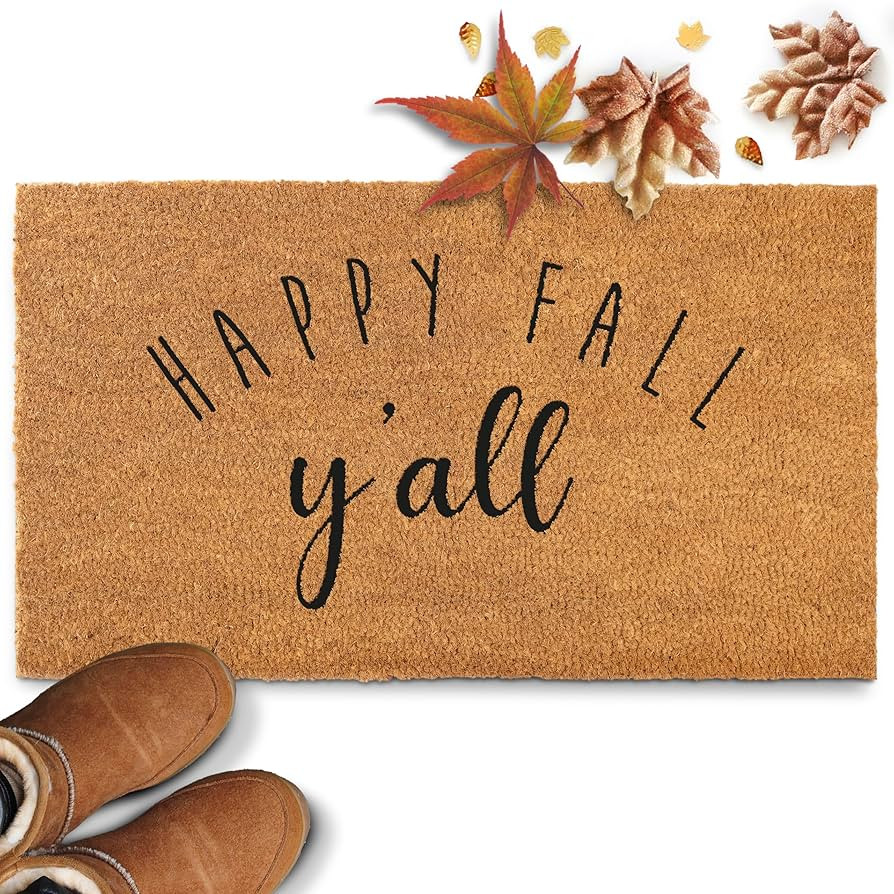 Happy Fall Y'all Coir Doormat 30x17 Inch, Autumn Door Mat Decor for Covered Outdoor Area, Fall We... | Amazon (US)