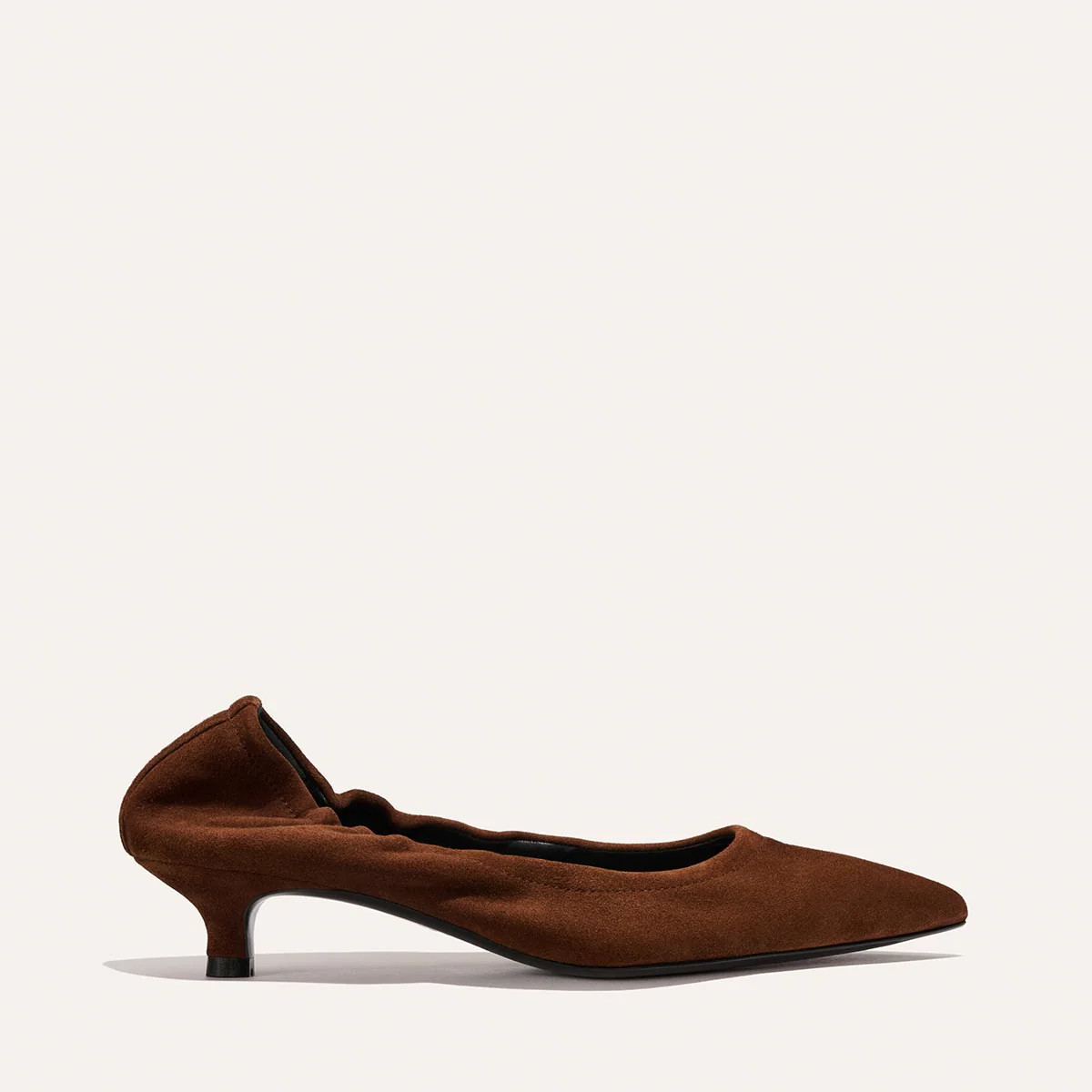 The Roma 40 Kitten Heel - Brown Ganache Suede | Margaux