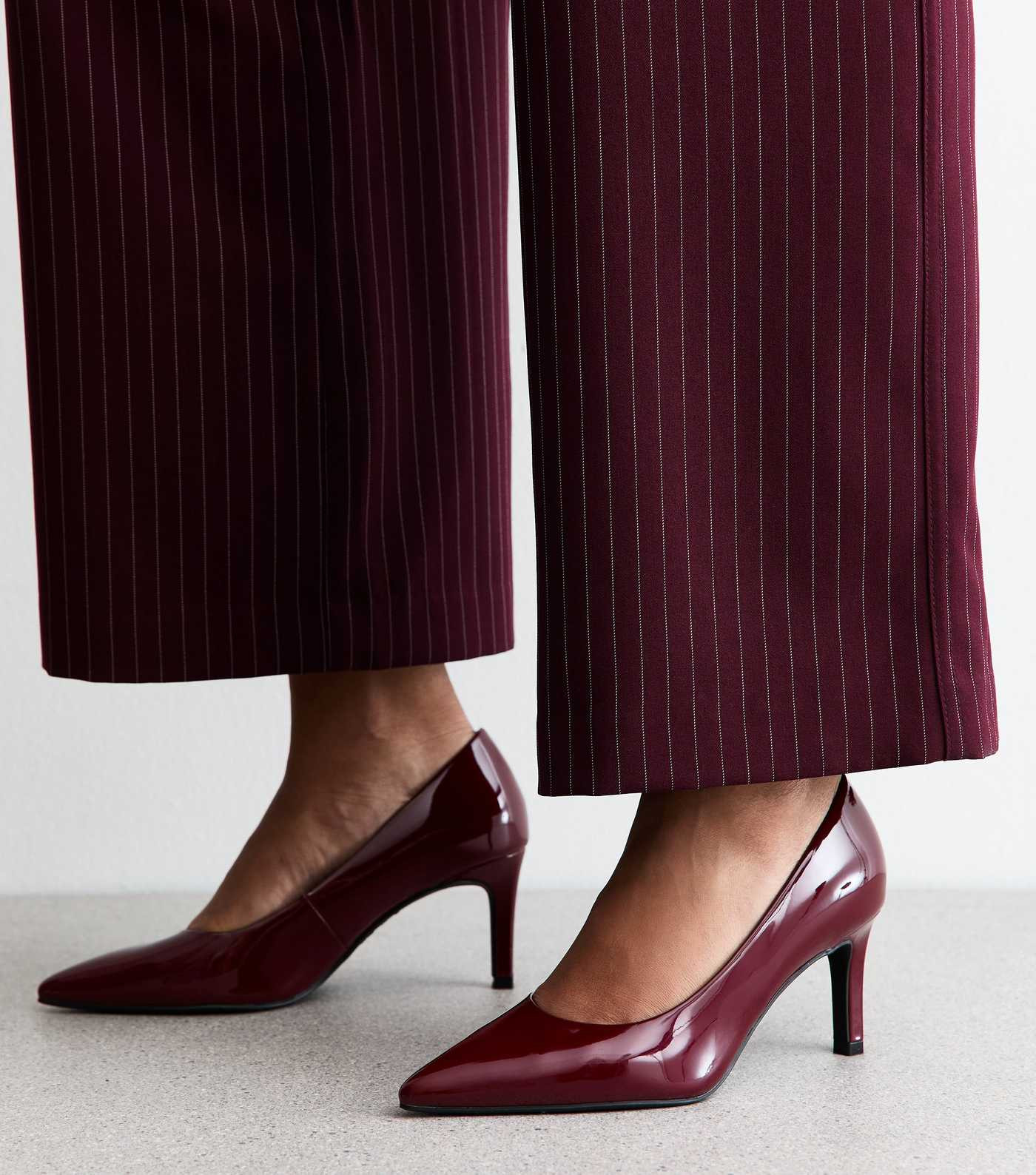 Dark Burgundy Faux Patent Leather Heeled Court Shoes | New Look | New Look (UK)