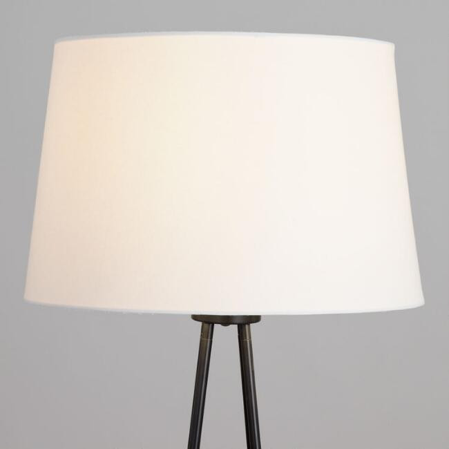White Linen Drum Floor Lamp Shade with Gold Lining | World Market