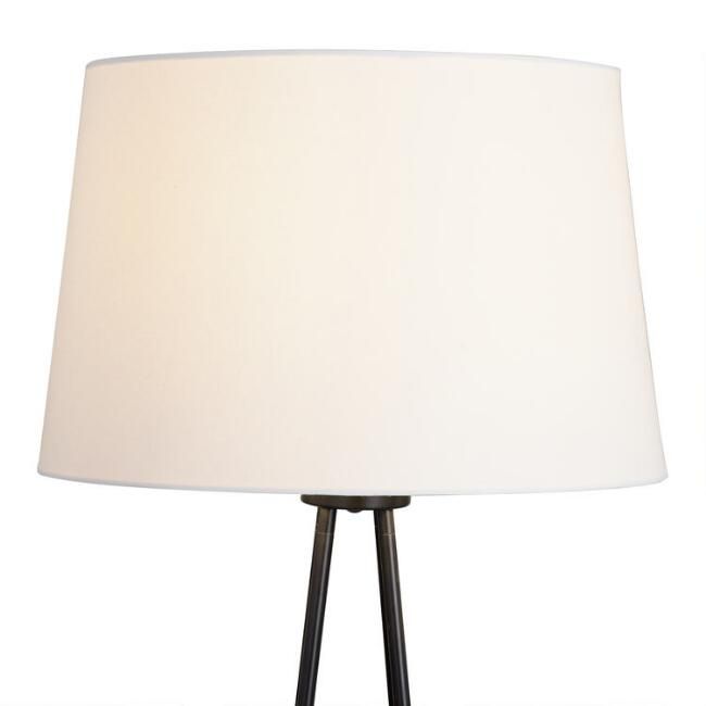 White Linen Drum Floor Lamp Shade with Gold Lining | World Market