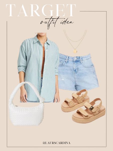 This Target outfit idea include a long sleeve striped blouse paired with light denim shorts, a white woven handbag, and raffia sandals.

Ootd, Target fashion, summer outfit, vacation outfit, spring outfit, casual outfit

#LTKShoeCrush #LTKFindsUnder50 #LTKStyleTip
