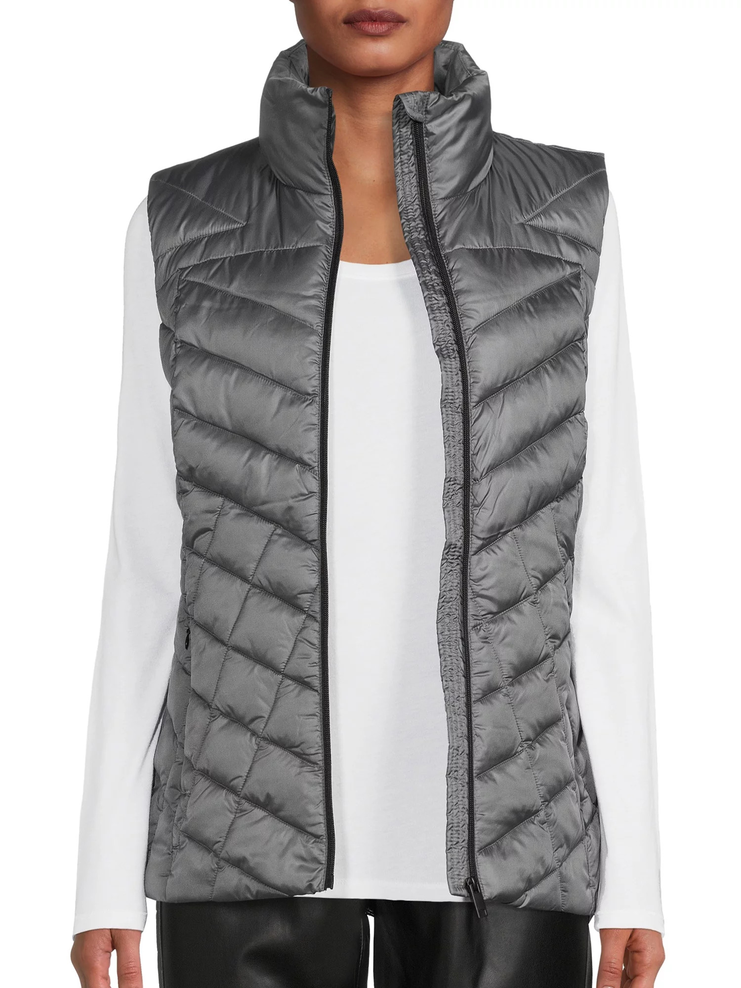 Big Chill Women's Down Blend Chevron Quilted Puffer Vest - Walmart.com | Walmart (US)