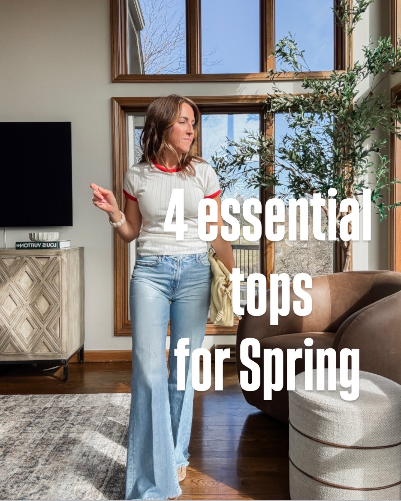 4 essential Spring tops
Small pointelle tee
Small stripe sweatshirt
XS long sleeve tee
XS cardigan
Jeans tts regular 

#LTKootd