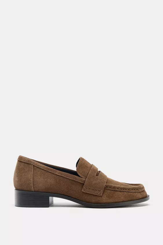 SPLIT LEATHER SADDLE LOAFERS | Zara US