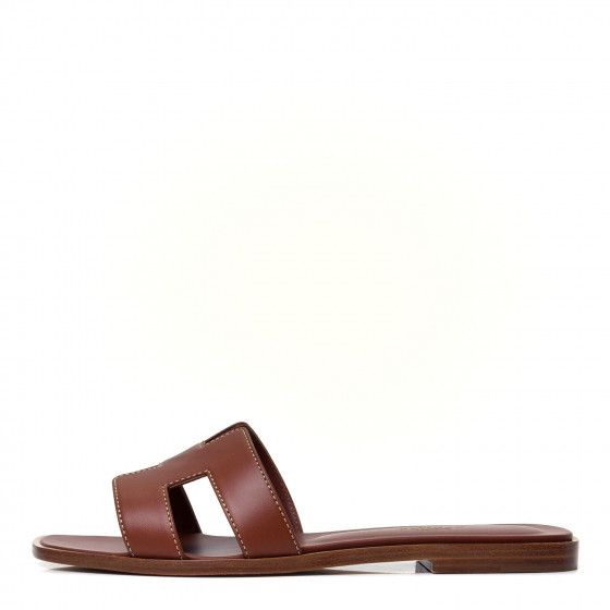 HERMES

Box Calfskin Oran Sandals 37.5 Gold | Fashionphile