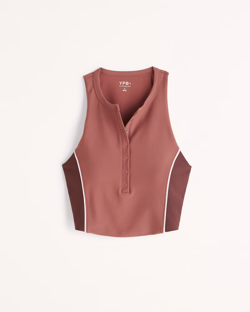 YPB sculptLUX Plunge Henley Slim Tank | Abercrombie & Fitch (US)