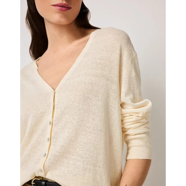 Linen Rich Tiny Button Cardigan | The White Company UK & ROW