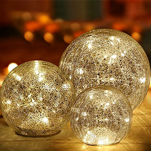 Mercury Crackle LED Glass Globe Ball Lamp, Battery Operated Night Light for Girls, Birthday, Halloween,Christmas - Decorative Gift for Home Warm White (No Timer) | Amazon (US)