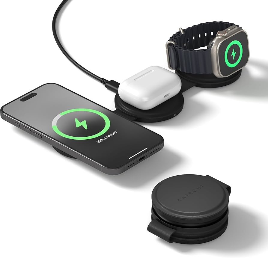 Satechi OntheGo™ 3 in 1 Wireless Charger, Qi2 Portable Charger with 15W Fast Charging for iPhon... | Amazon (US)