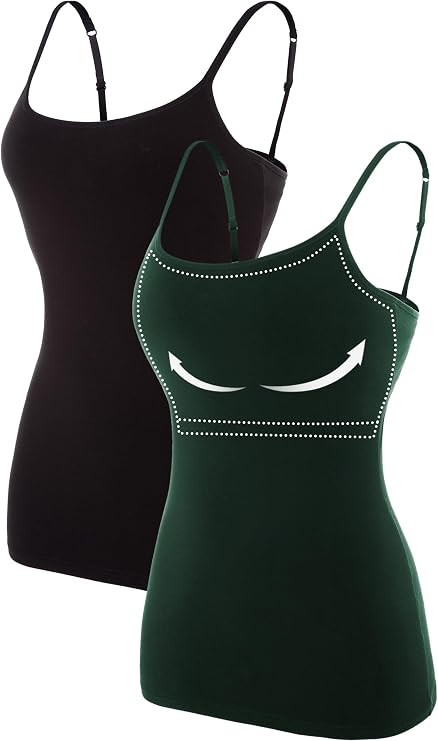 ATTRACO Women's Cotton Camisole Shelf Bra Spaghetti Straps Tank Top | Amazon (US)