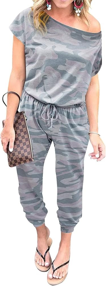 PRETTYGARDEN Jumpsuits for Women 2026 Summer Dressy Off Shoulder Romper Spring Vacation Travel Lo... | Amazon (US)