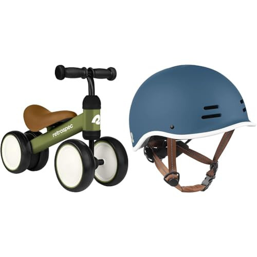 Retrospec Cricket Baby Walker Balance Bike with 4 Wheels for Ages 12-24 Months & Remi Kids' Bike Helmet for Youth Boys & Girls- Bicycle Helmet with Built-in Visor and Adjustable Reflective Straps | Amazon (US)