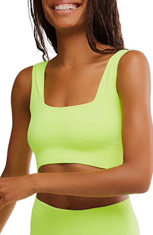 Free People FP Movement Karma Square Neck Sports Bra in Highlighter at Nordstrom, Size X-Small | Nordstrom