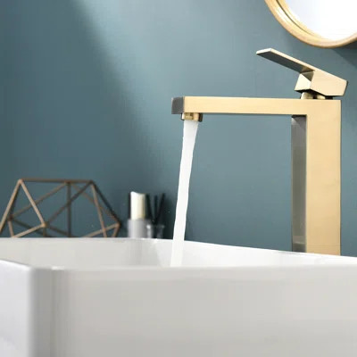 Modern Brushed Gold Basin Faucet - Deck Mounted And One Handle Design Elegant Sink Deck-Mounted Cartridge Valve System | Wayfair North America