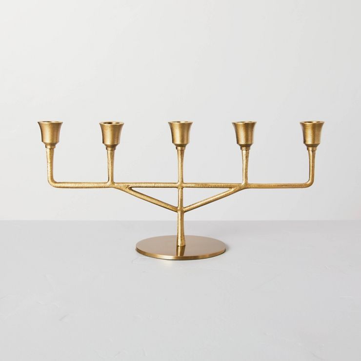 Antiqued Metal Taper Candelabra Brass Finish - Hearth & Hand™ with Magnolia | Target