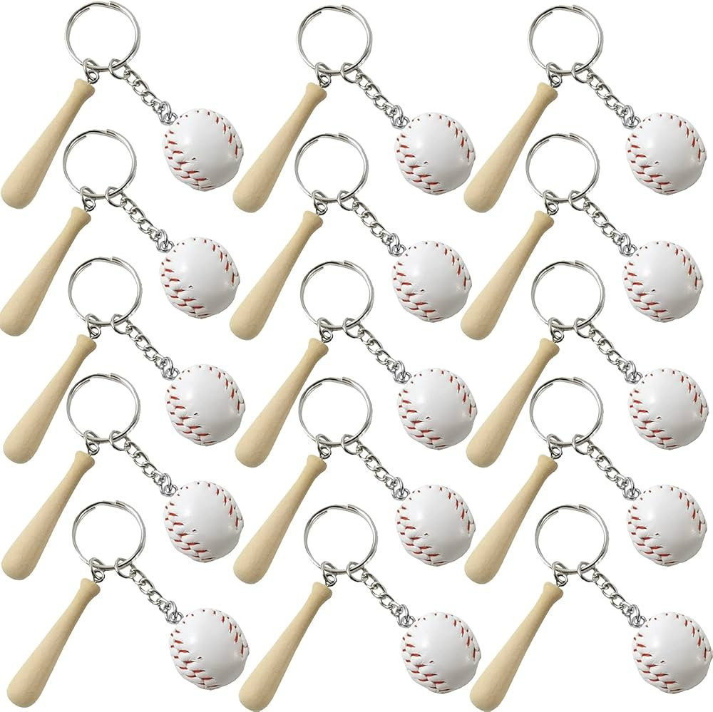 15PCS Mini Baseball Keychain with Wooden Bat for Sports Theme Party Team Souvenir Athletes Reward... | Amazon (US)
