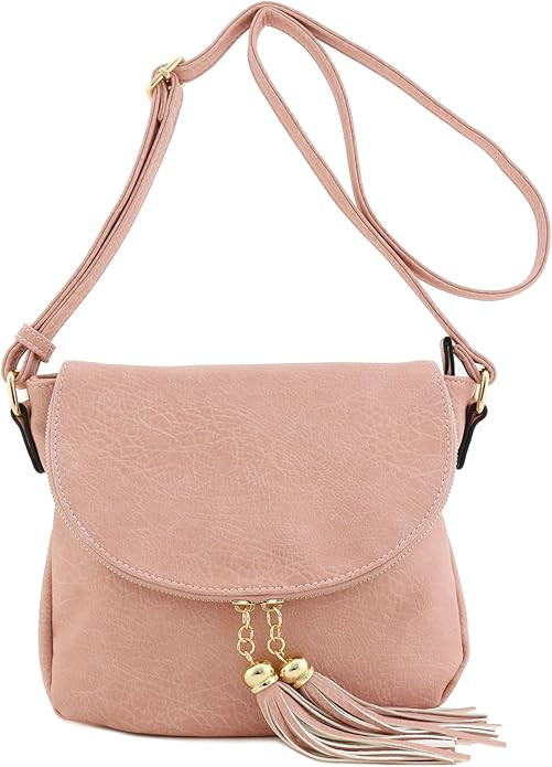 Tassel Accent Crossbody Bag with Flap Top | Amazon (US)