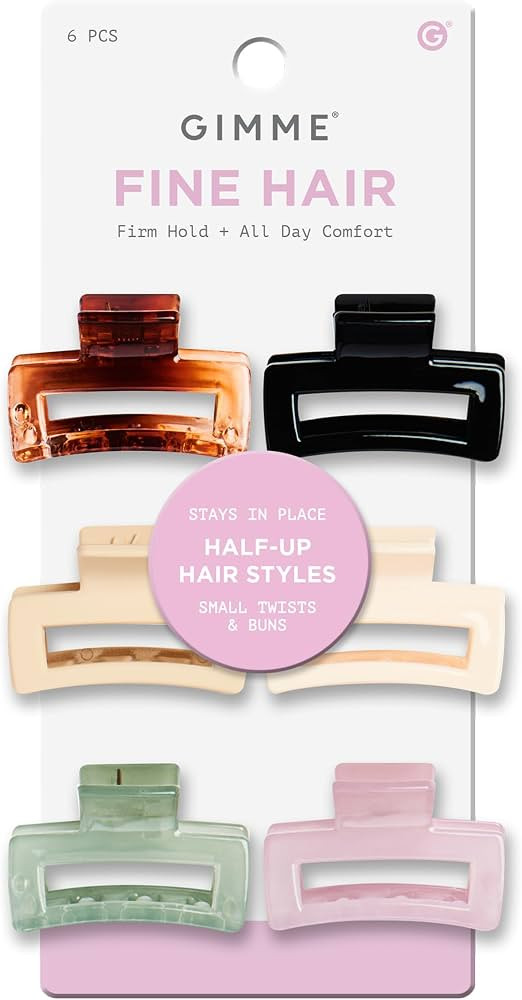 Gimme Beauty Fine Hair - Small Rectangle Claw Clips - Mini Claws for Fine & Thin Hair - Designer ... | Amazon (US)