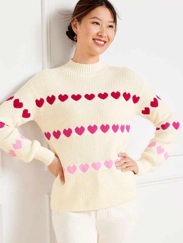 Shaker Stitch Mockneck Sweater - Heart | Talbots