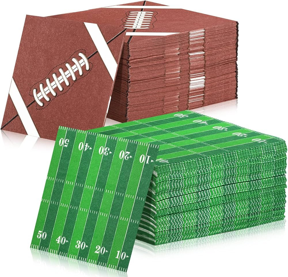 Jetec 200 Sheet Football Napkins Football Birthday Party Supplies 3 Ply Disposable Paper Napkins ... | Amazon (US)