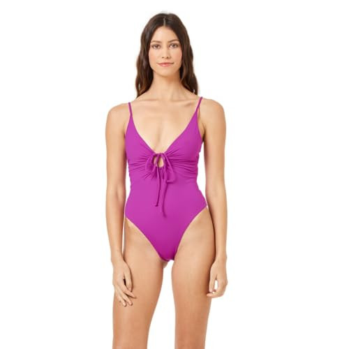 L*Space Piper One Piece Swimsuit for Women, Classic Coverage, Skinny Adjustable Straps, Center-Front Keyhole, Doubles as Bodysuit, Wild Aster, L | Amazon (US)