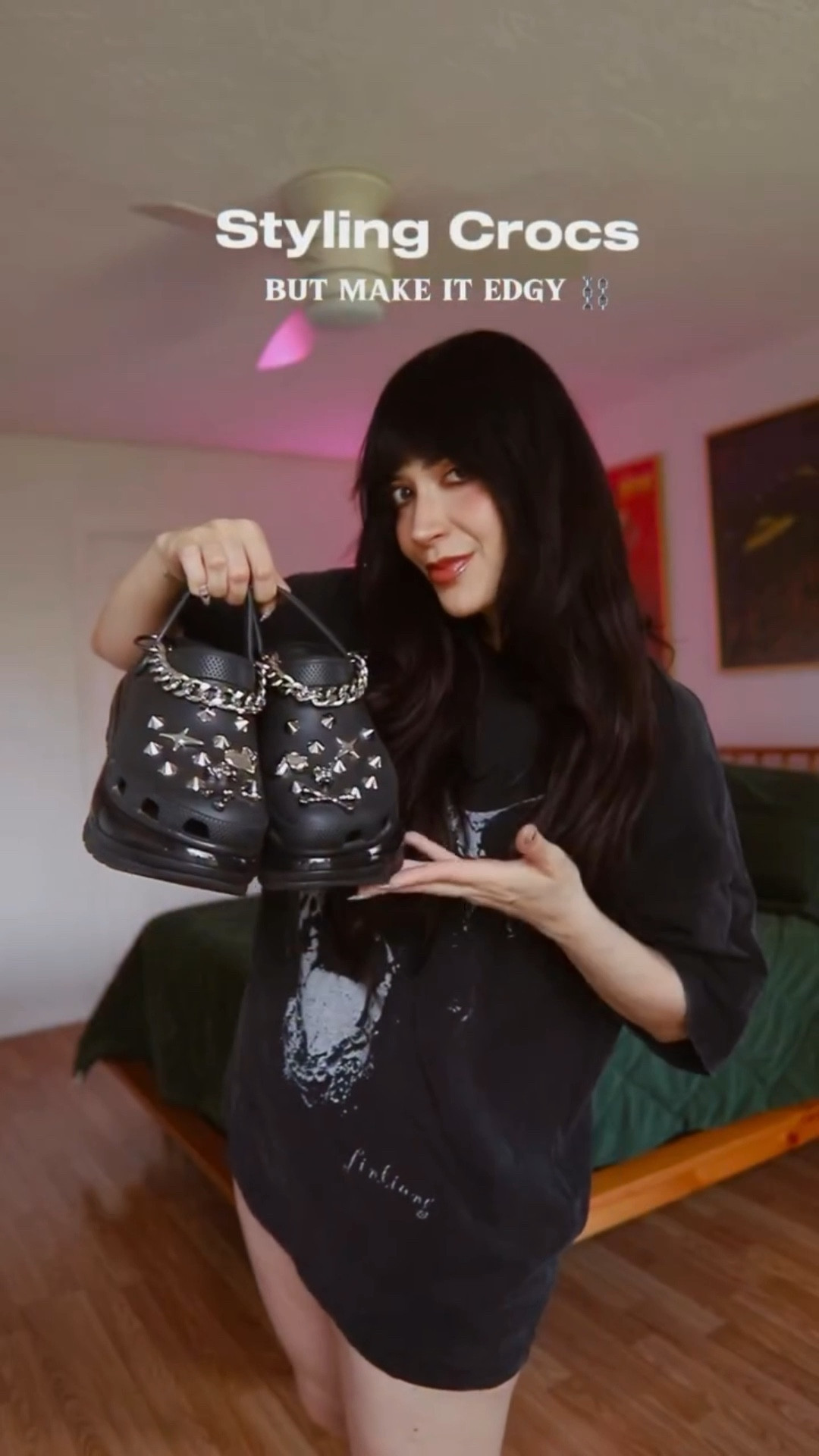 Styling Crocs 🖤⛓️ 
Who said Crocs can’t be edgy? Comfy day fit!
@crocs #crocs #collablepartner @collable_official 
shop here: https://find.ly/2vb 
.
.
.
.
.
.
.
.
#fallstyle #grwm #altfashion mystyle streetstyle everydaystyle amazonfashion  AlternativeFashion GrungeStyle  EdgyFashion  RockChic  howtostyle howto FashionInspo OutfitOfTheDay OOTD  gothgirls gothgrunge StreetwearFashion houstonblogger asseenonme plaidskirt houstoncontentcreator christmasoutfits  GrungeOutfit  styleinspiration  casual outfit inspo, style 10 , spring outfit ideas, amazon fashion finds, easy outfit inspo, what to wear, brunch outfit idea, coffee date outfit , band tee outfit , spring outfit , fall outfits .