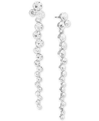 Silver-Tone Crystal Linear Drop Earrings, Created for Macy's | Macys (US)