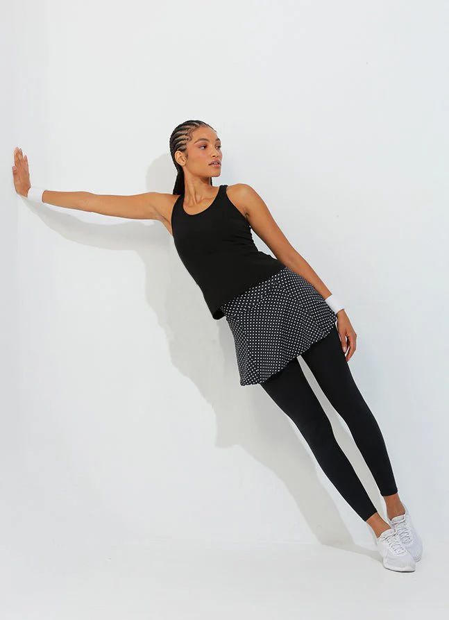 Skirted Legging (Black Polka Dot/Blk) | Dona Jo Inc.