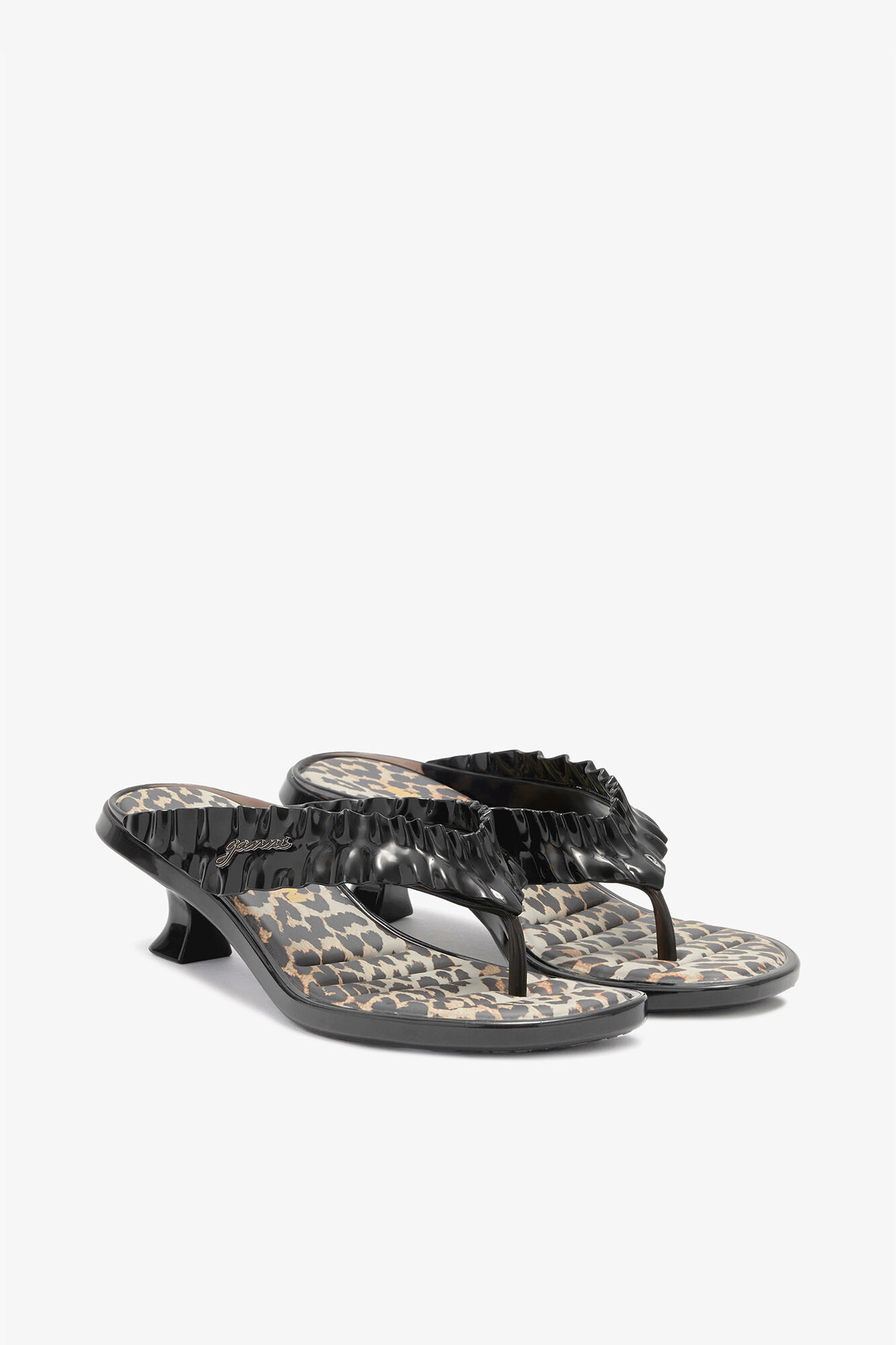Melissa Thong Kitten Heel in Leopard | Ganni