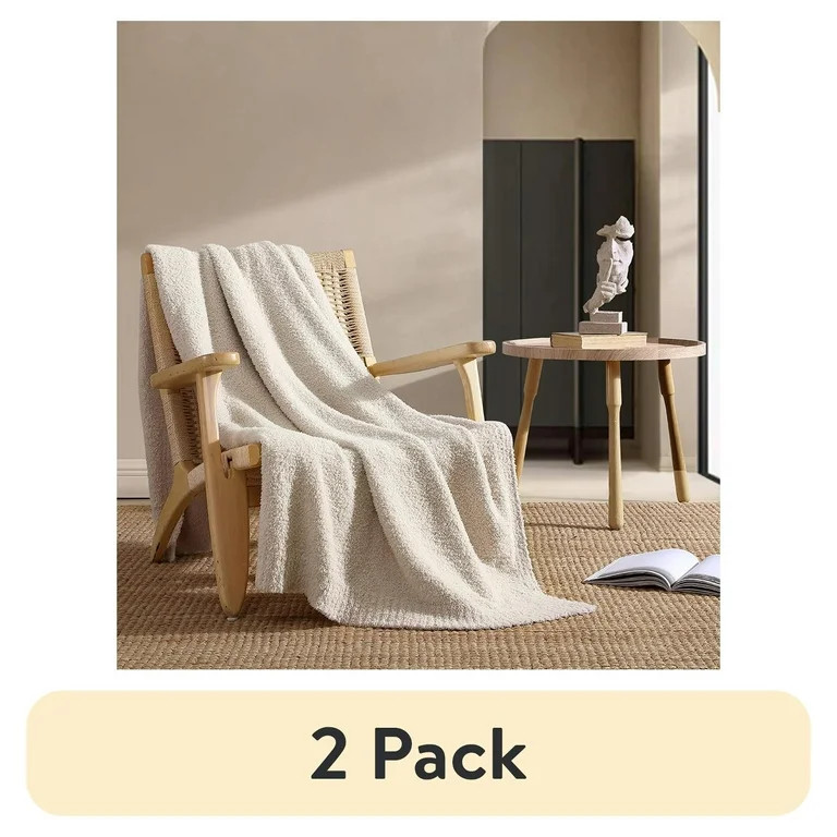 (2 pack) Better Homes and Gardens Beige Cozy Knit Throw, 50" x 72" | Walmart (US)