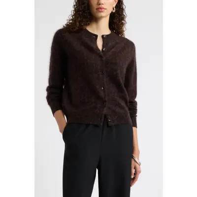 Nordstrom Brushed Leopard Print Cashmere Cardigan in Black- Brown M Leone Leopard at Nordstrom, Size X-Small | Nordstrom