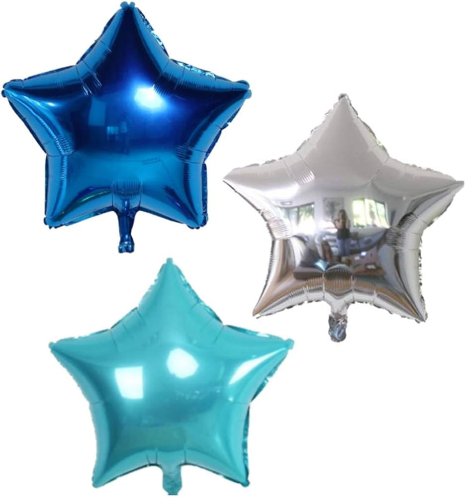 Vision Blue Stars 18" Helium Foil Party Balloons 12 Pcs Metallic Appearance Set | Royal Blue Ligh... | Amazon (US)