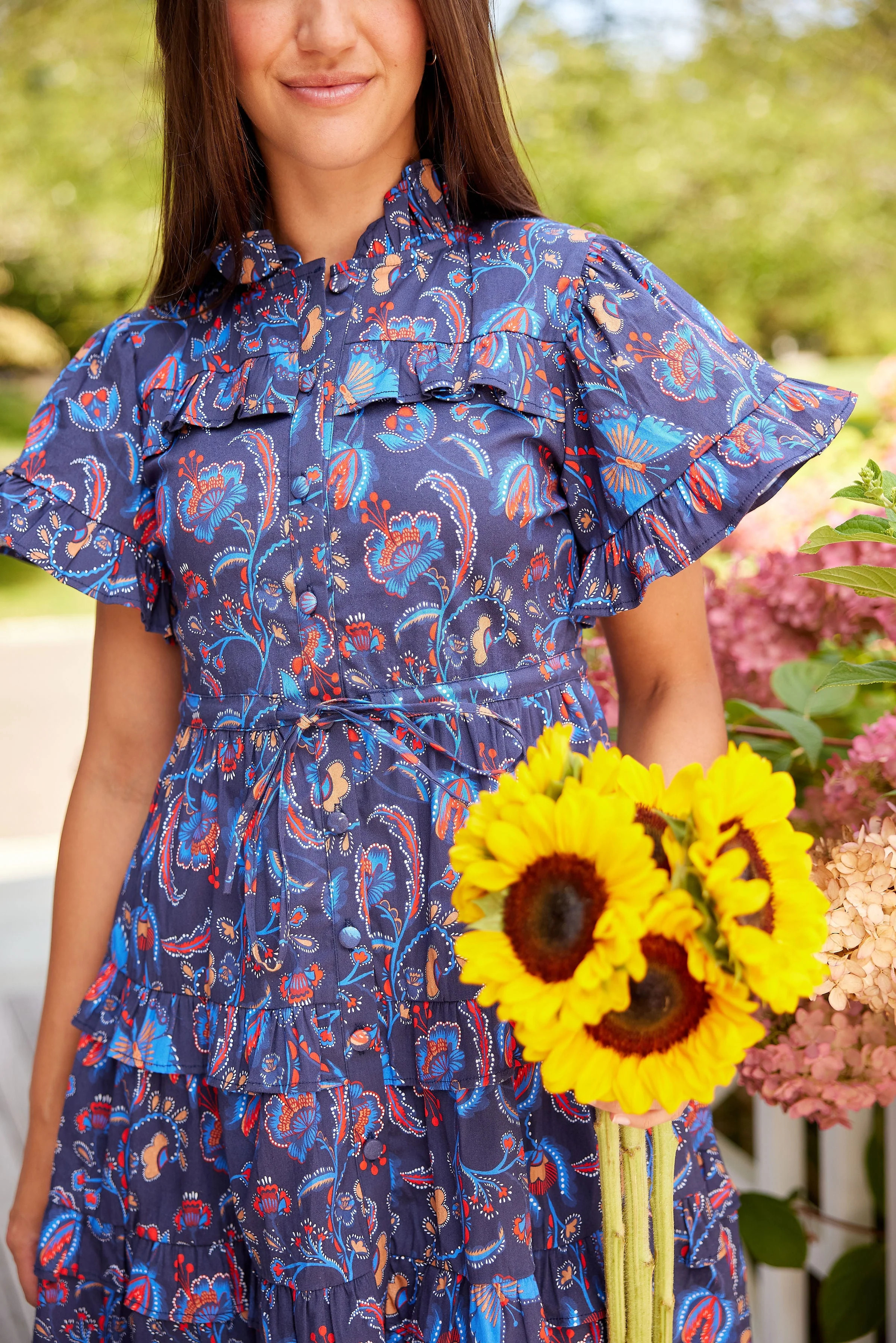 Aztec Floral Scalloped Edge Shirt Dress | Sail to Sable