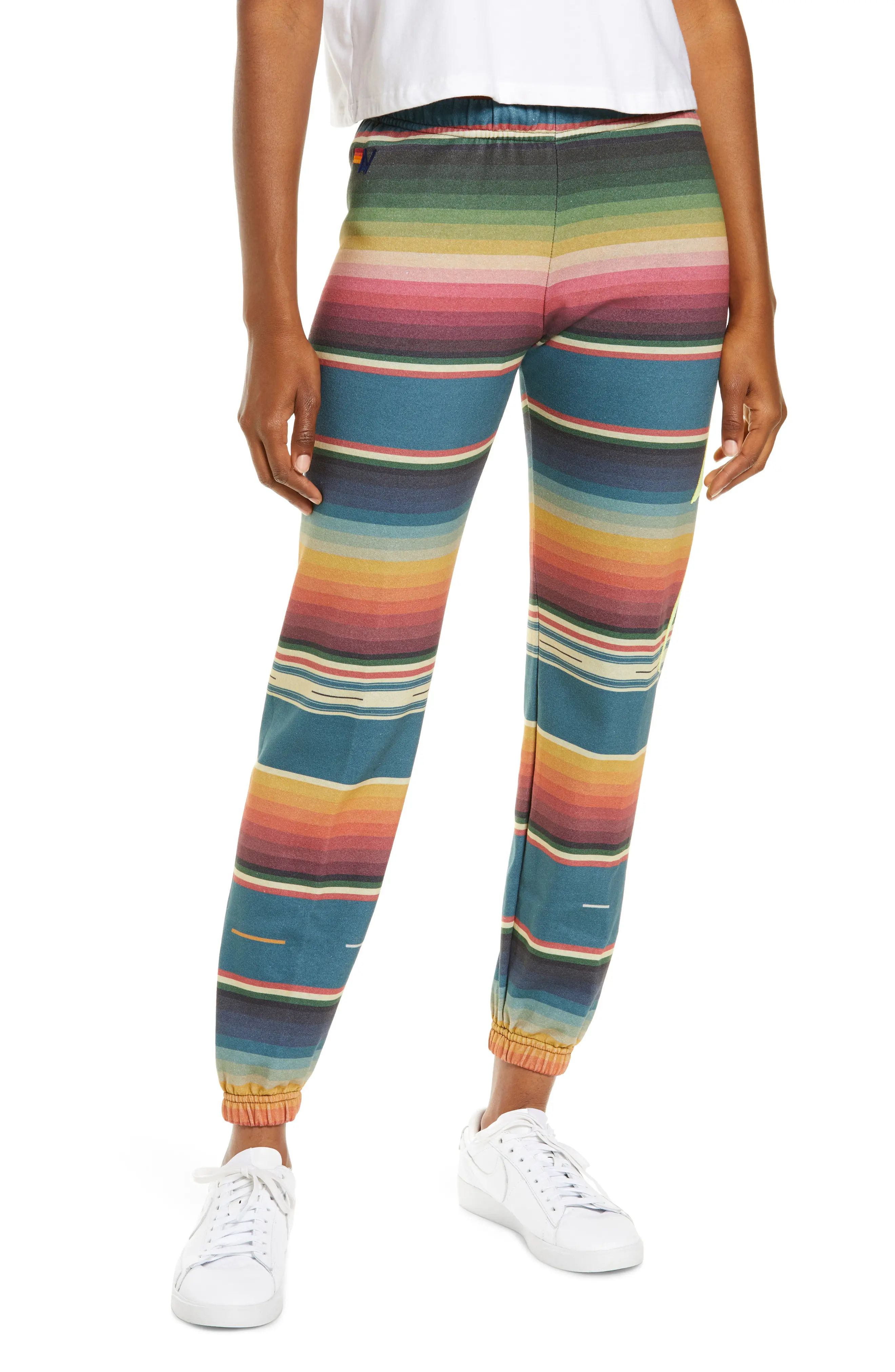 Aviator Nation Women's Serape Bolt Stitch Joggers, Size X-Large in Blue at Nordstrom | Nordstrom