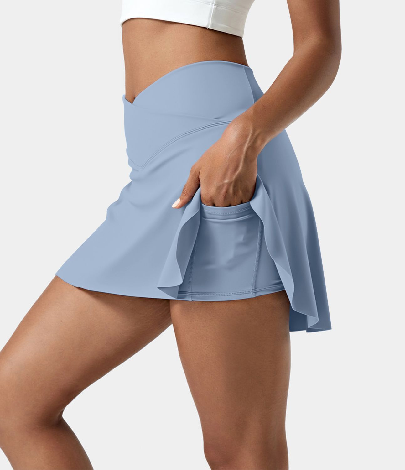 Women’s Everyday Softlyzero™ Airy Crossover 2-in-1 Side Pocket Cool Touch Mini Tennis Skirt-L... | HALARA