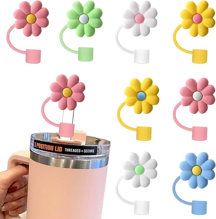 AIERSA Straw Cover for Stanley Cup,8Pcs Flower Straw Covers Compatible with Stanley 30&40oz and S... | Amazon (US)