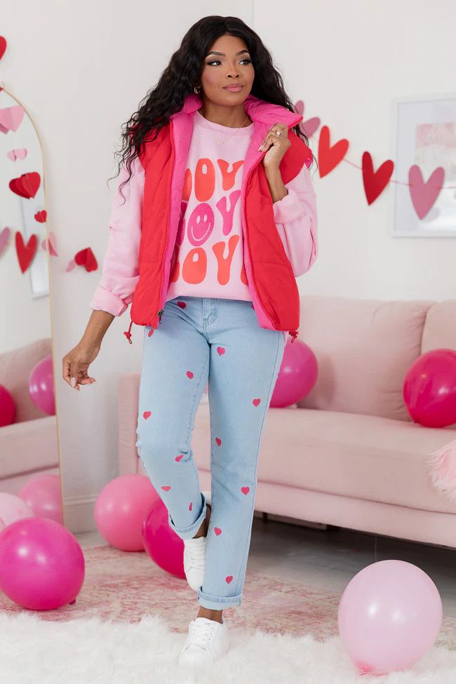 Love Love Love Light Pink Oversized Graphic Sweatshirt | Pink Lily