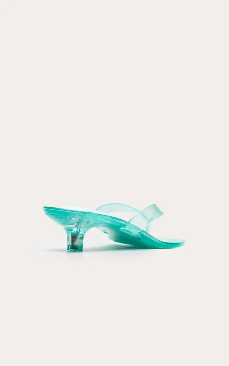 Green Perspex Kitten Heel Toe Thong Mules | PrettyLittleThing UK
