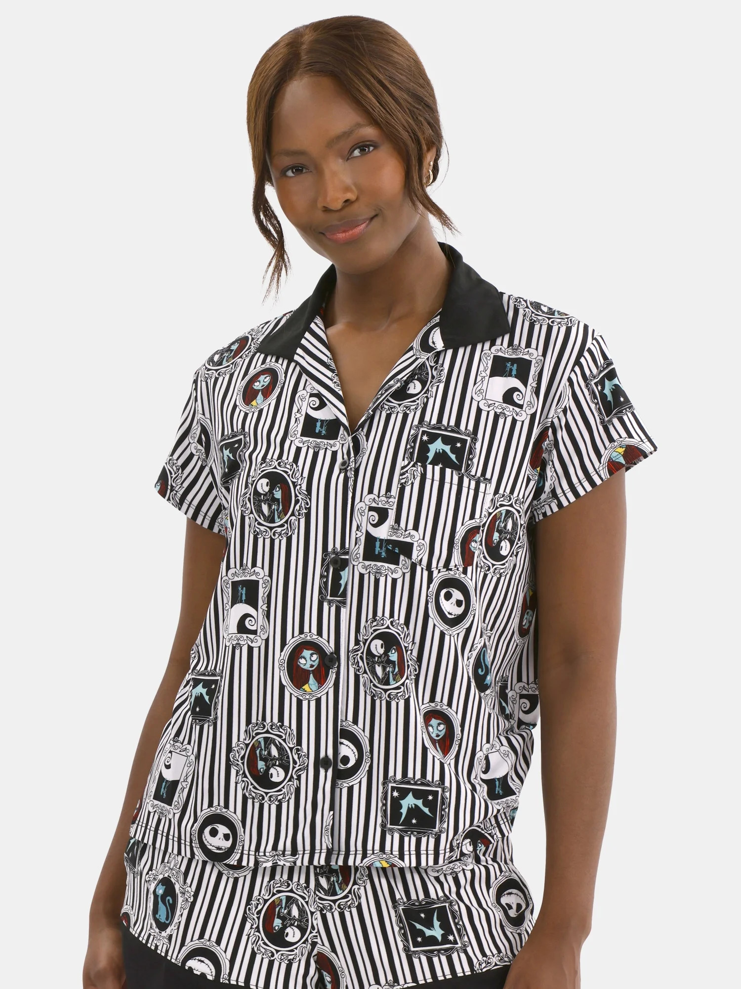 Disney Women's Nightmare Before Christmas Printed Notched Top and Shorts Pajama Set, 2-Piece, Siz... | Walmart (US)