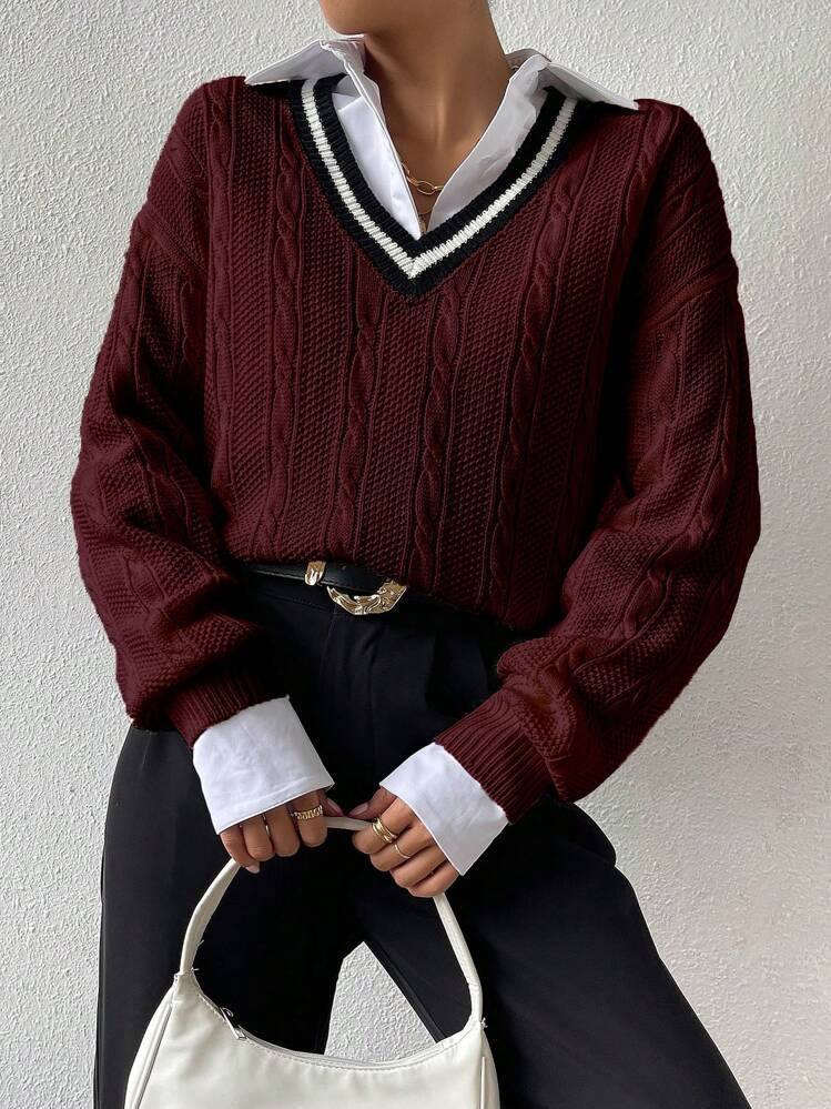 Burgundy Sweater  | SHEIN