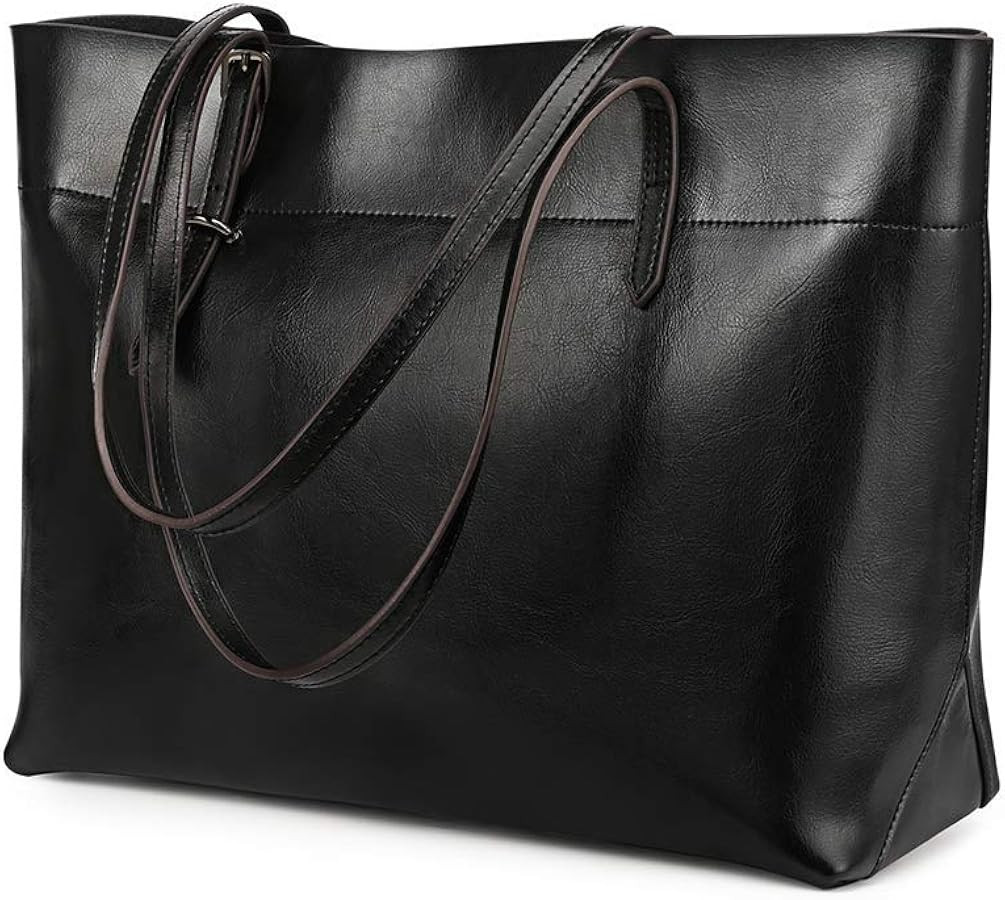 Kattee Vintage Genuine Leather Tote Shoulder Bag for Women Satchel Handbag with Top Handles | Amazon (US)