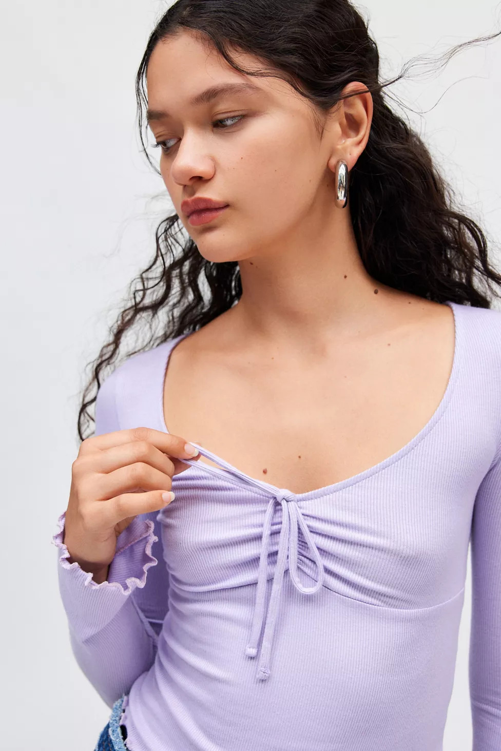 Kimchi Blue Quinn Ribbed Long Sleeve Top | Urban Outfitters (US and RoW)