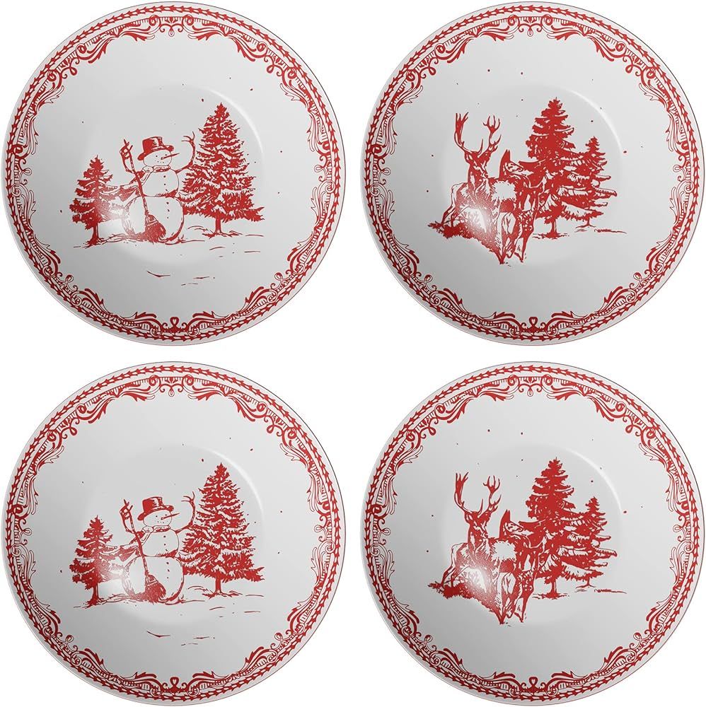 American Atelier Christmas Salad Plate | Set of 4 | Dessert and Appetizer Plates | Vintage Style ... | Amazon (US)
