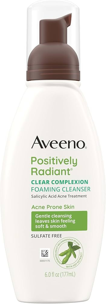 Aveeno Clear Complexion Foaming Oil-Free Facial Cleanser with Soy Extract & 0.5% Salicylic Acid, ... | Amazon (US)