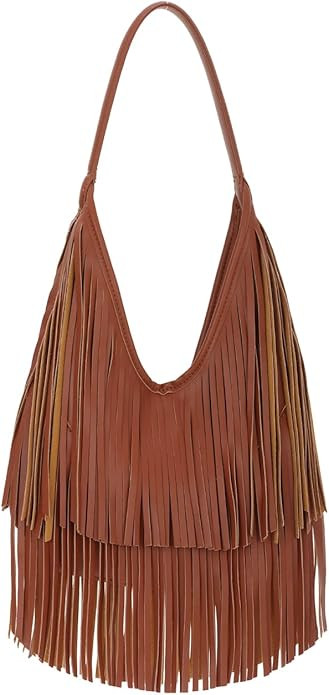 Fringe Hobo Purses for Women Vintage Black Fringe Shoulder Bag Western Tassel Handbags | Amazon (US)